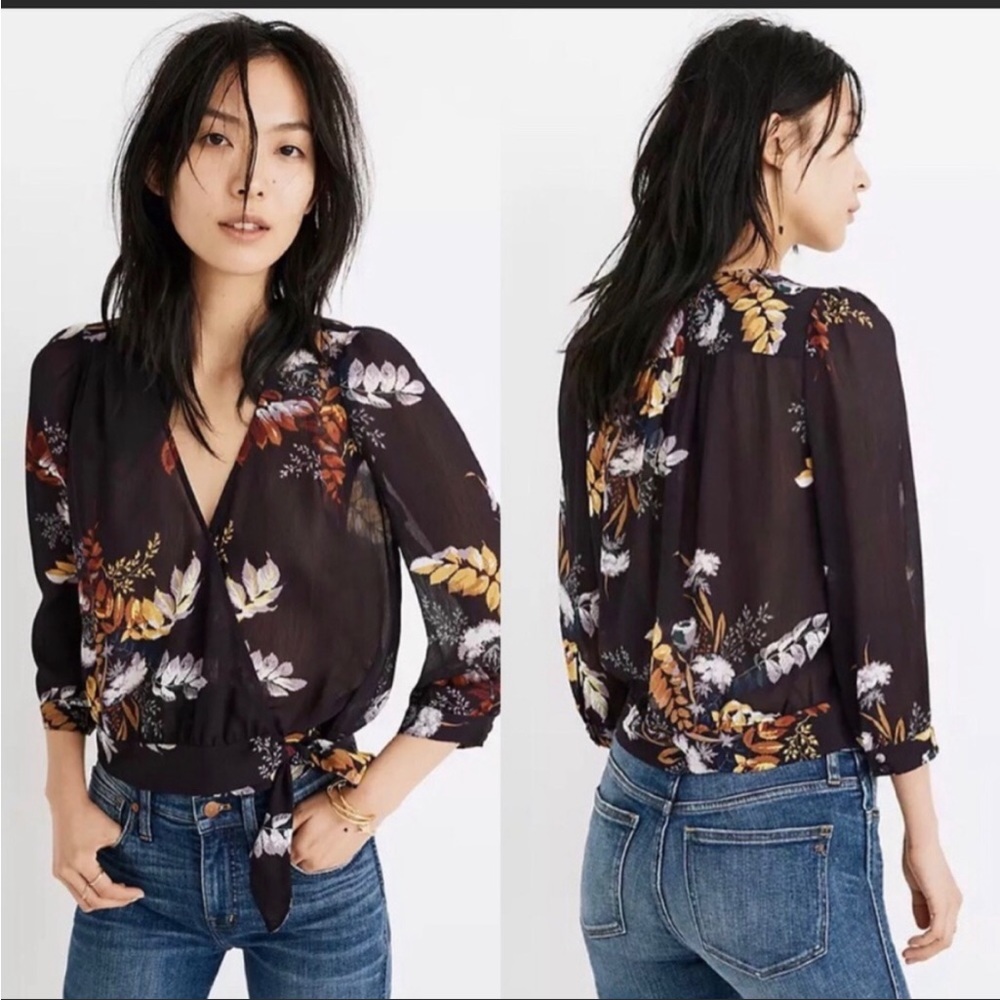 Madewell Floral Print Wrap Blouse